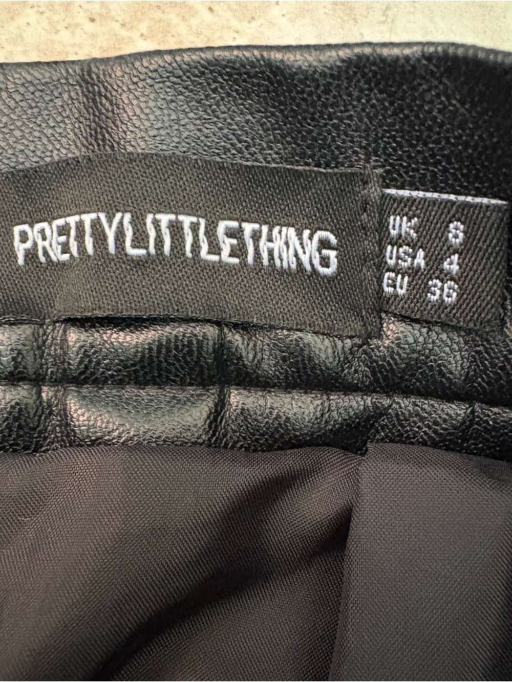 Black Faux Leather Skirt Pretty Little Thing Size 4 Pleated High Waisted Grunge - Picture 2 of 9